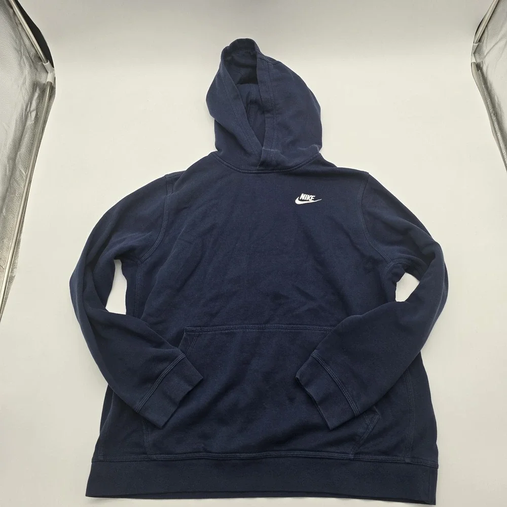 Nike Girls XL Plus Hoodie Navy Blue Fleece Pullover Sweatshirt DA5114-410